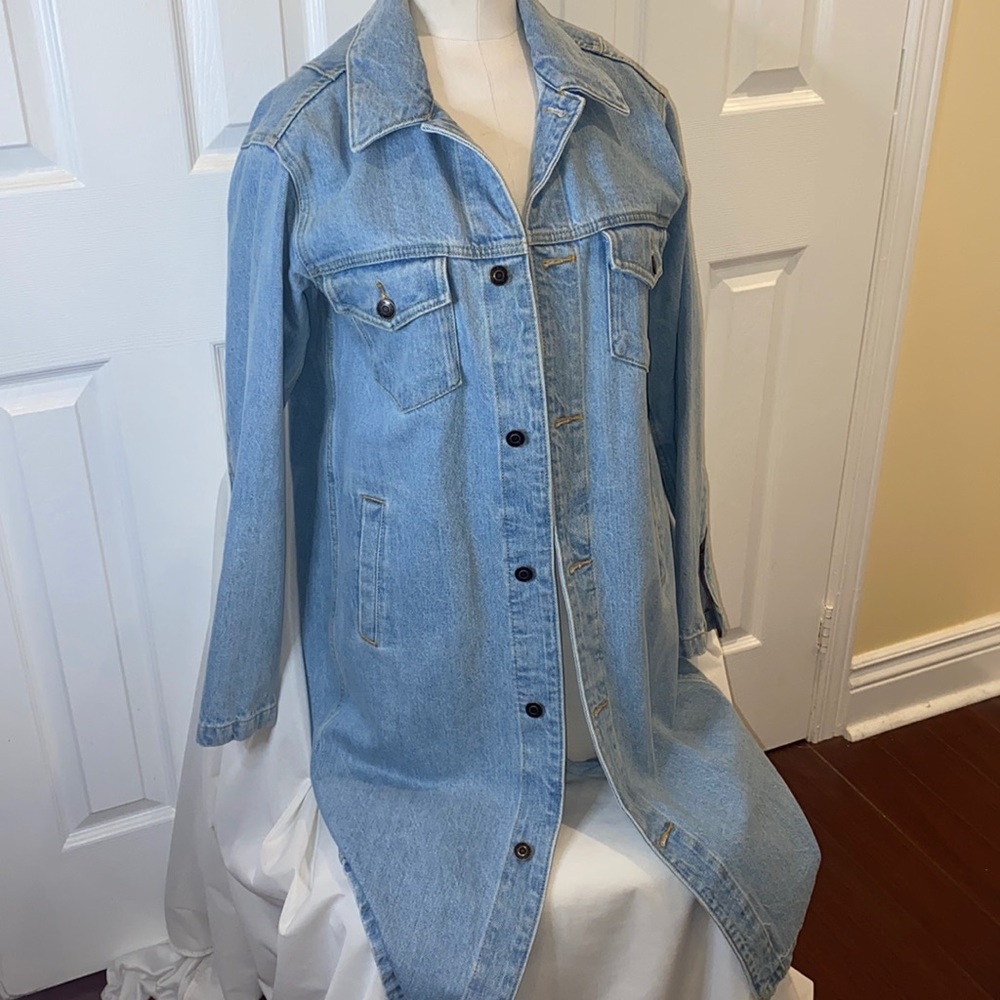 LIKE NEW tna long light wash denim jacket